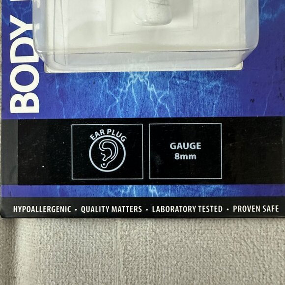 8MM Howlite Ear Plug Body Jewelry Hypoallergenic Gauge Pair White Design - Picture 3 of 9